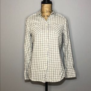 Merona Long Sleeve Gray Checkered Flannel